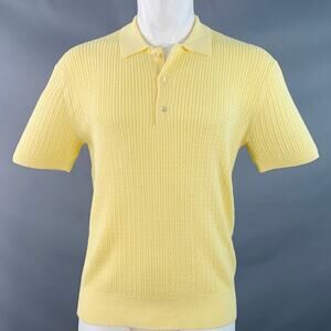 MR TURK Size M Yellow Cable Knit Cotton Polo